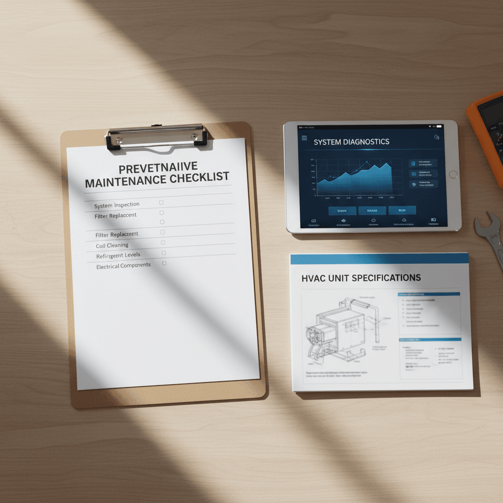 HVAC maintenance plan checklist and diagnostic documentation