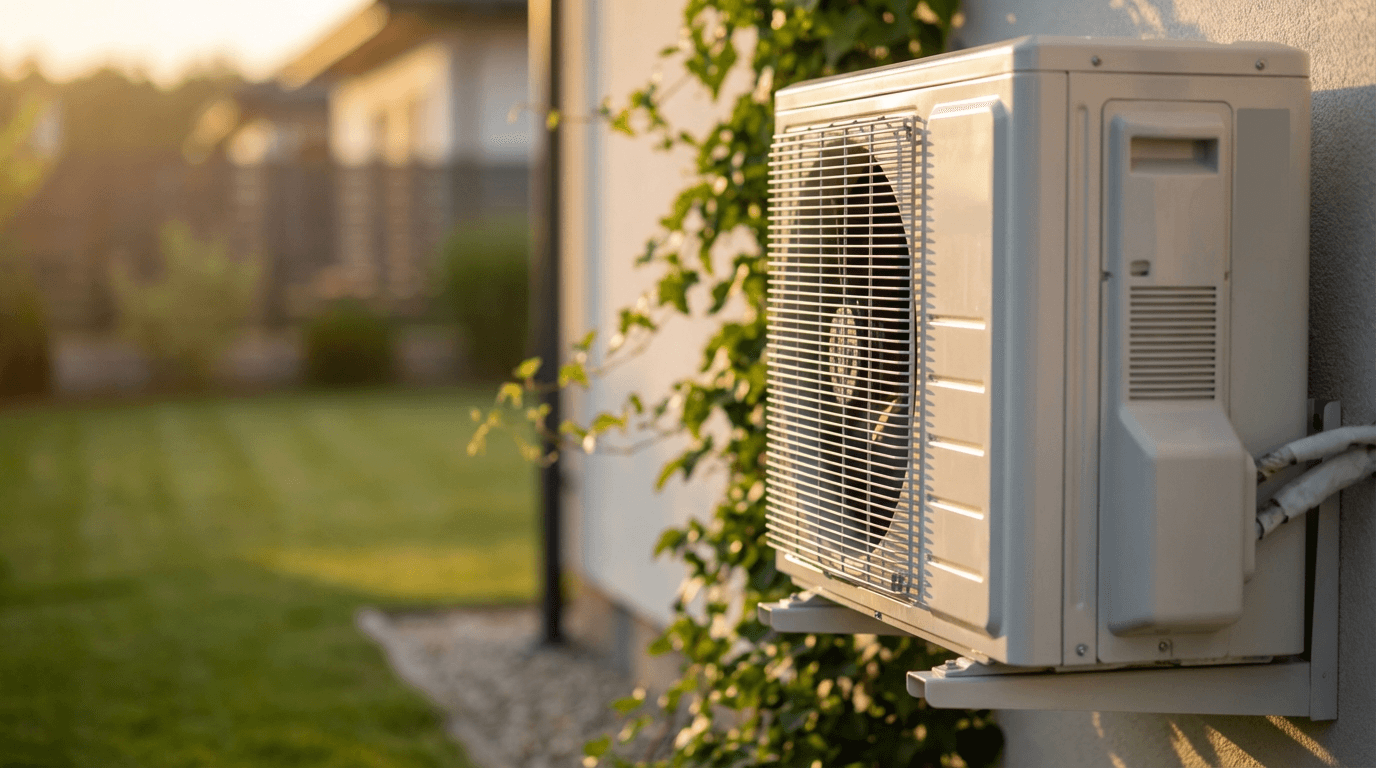 Air conditioning unit in residential bedroom